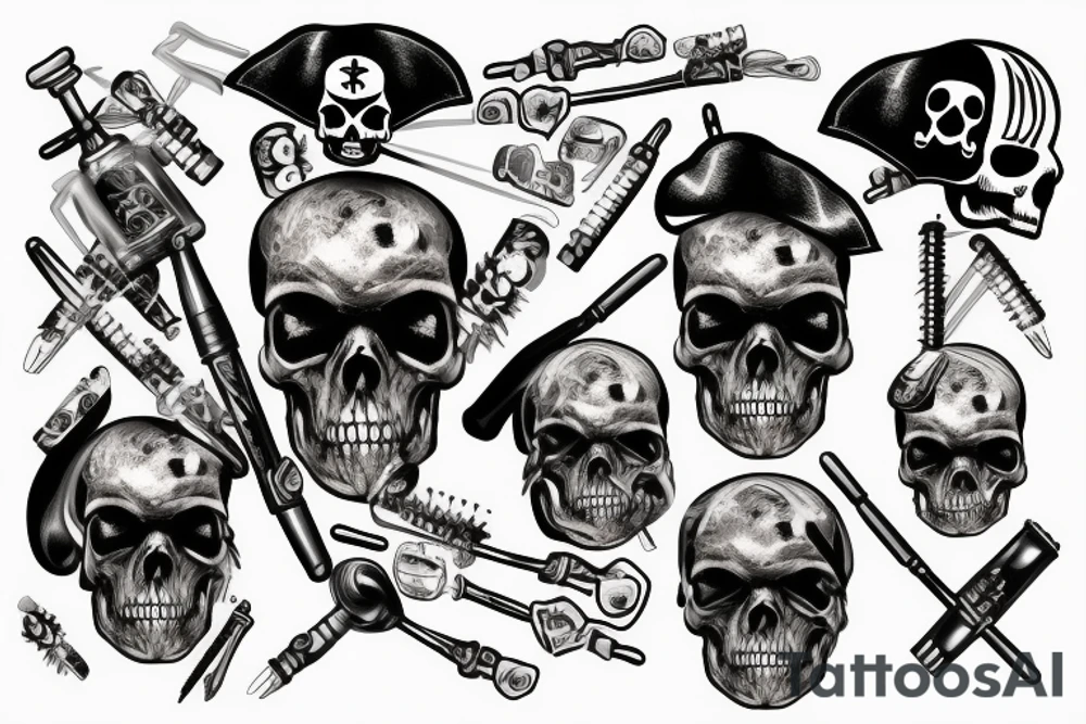 pirate skull with crossed syringes tattoo idea