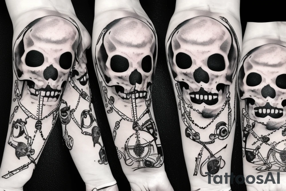 pirate skull with crossed syringes tattoo idea