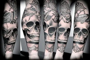 skull with syringes tattoo idea