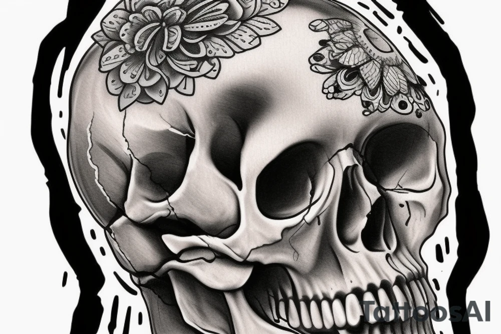 skull with syringes tattoo idea