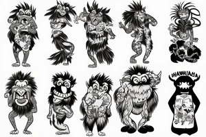 hormone monster in hawaiian skirt tattoo idea