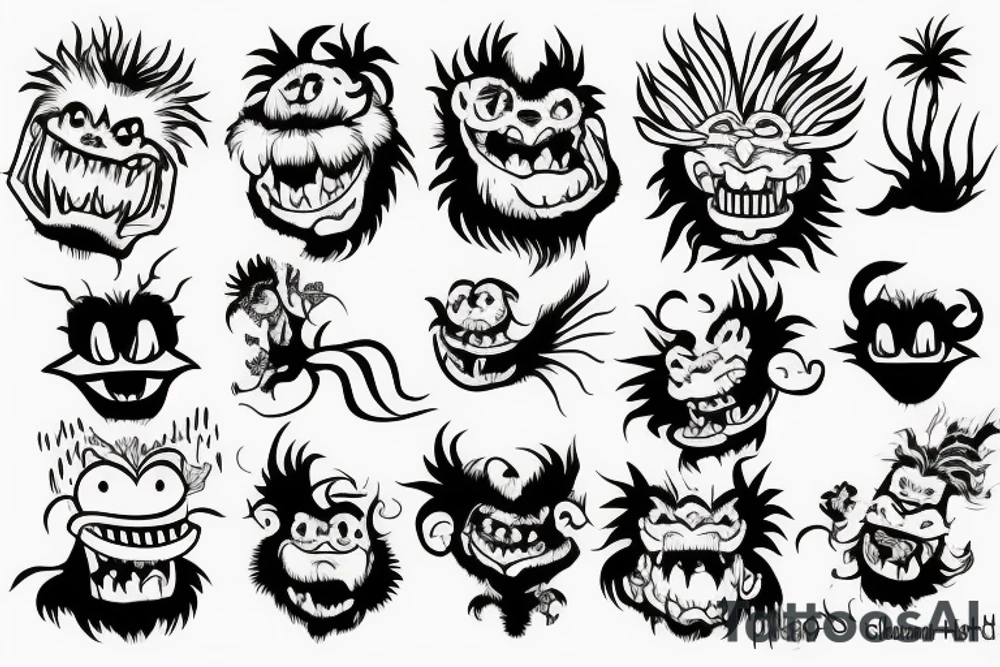 hormone monster in hawaiian skirt tattoo idea