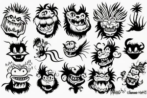 hormone monster in hawaiian skirt tattoo idea