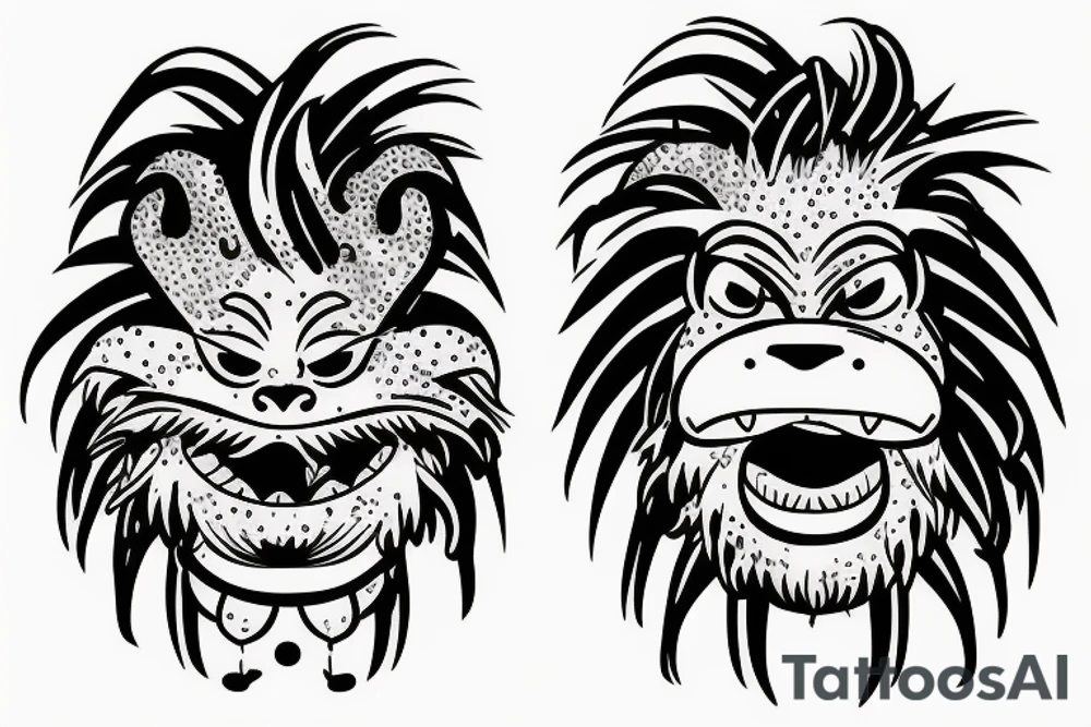 hormone monster in hawaiian skirt tattoo idea