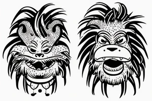 hormone monster in hawaiian skirt tattoo idea
