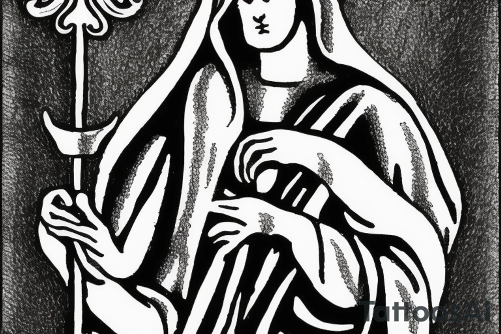 Catholic figure holding sceptre tattoo idea