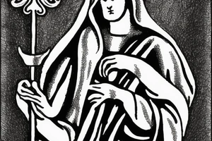 Catholic figure holding sceptre tattoo idea