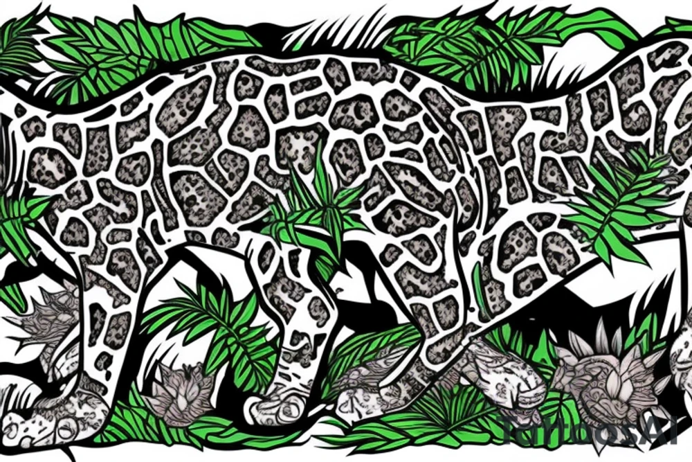 hunting jaguar in the jungle tattoo idea