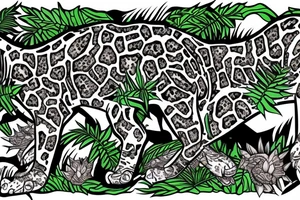 hunting jaguar in the jungle tattoo idea