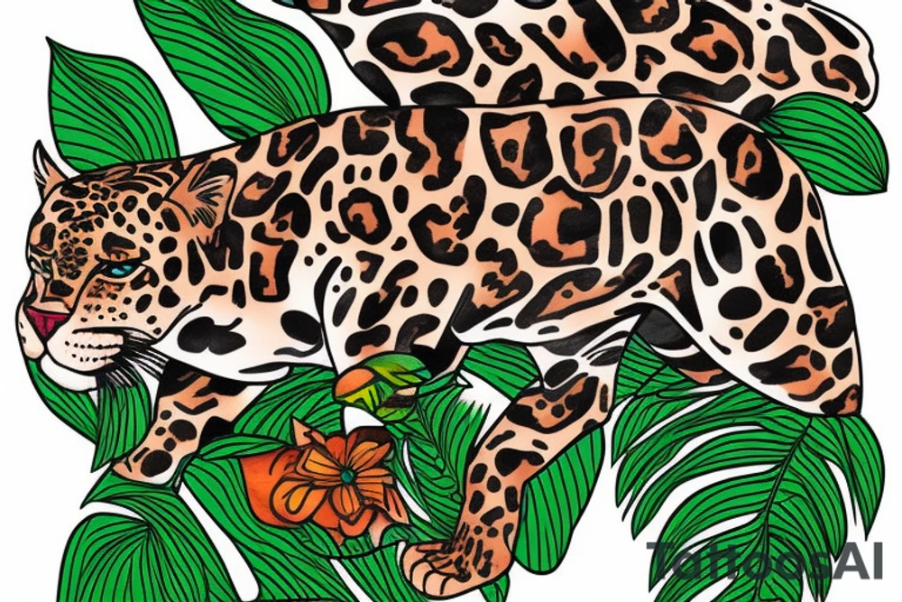 hunting jaguar in the jungle tattoo idea