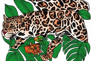hunting jaguar in the jungle tattoo idea