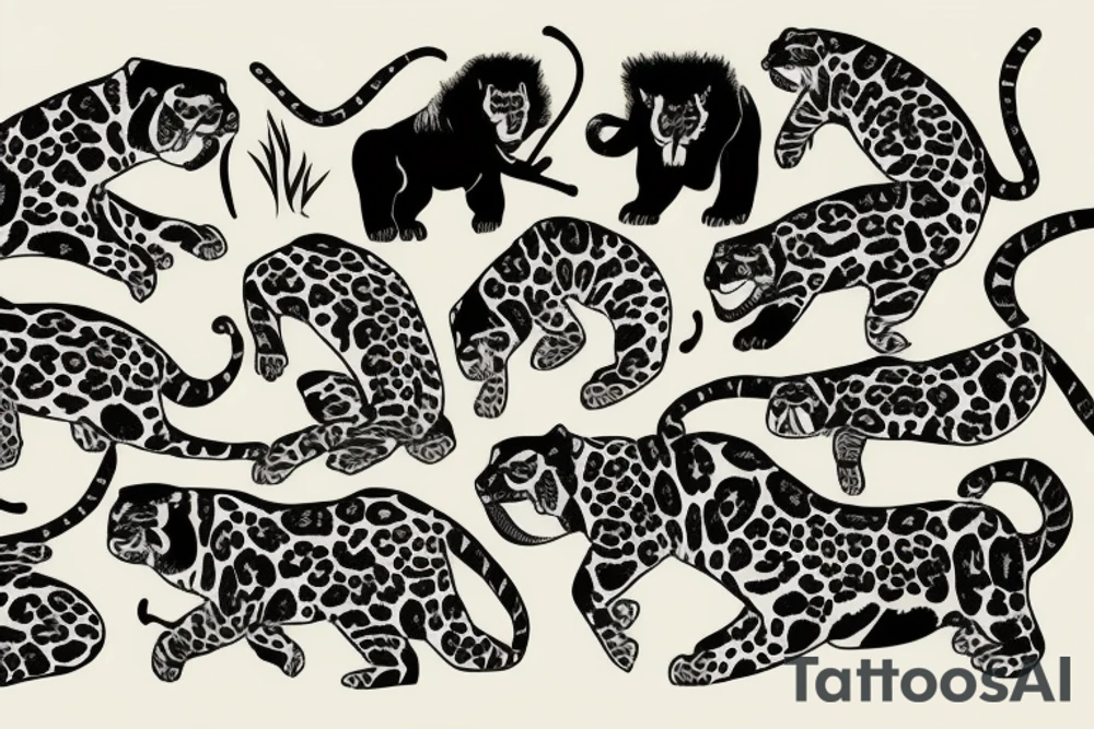 hunting jaguar in the jungle tattoo idea