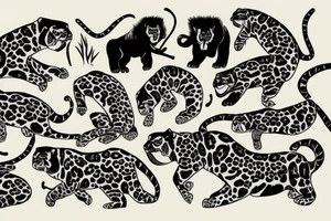 hunting jaguar in the jungle tattoo idea