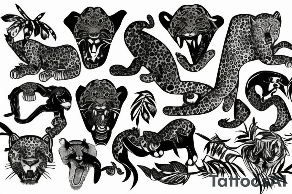 hunting jaguar in the jungle tattoo idea