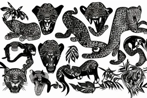 hunting jaguar in the jungle tattoo idea