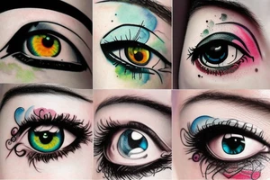 Realistic eye crying coloured paint tattoo idea