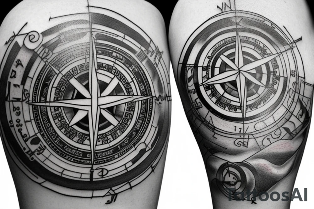 compass, time, clock ancient greek god, sailing, chakras tattoo idea