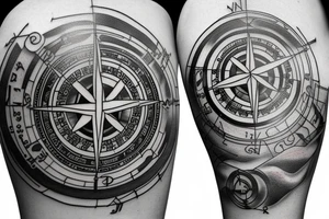 compass, time, clock ancient greek god, sailing, chakras tattoo idea