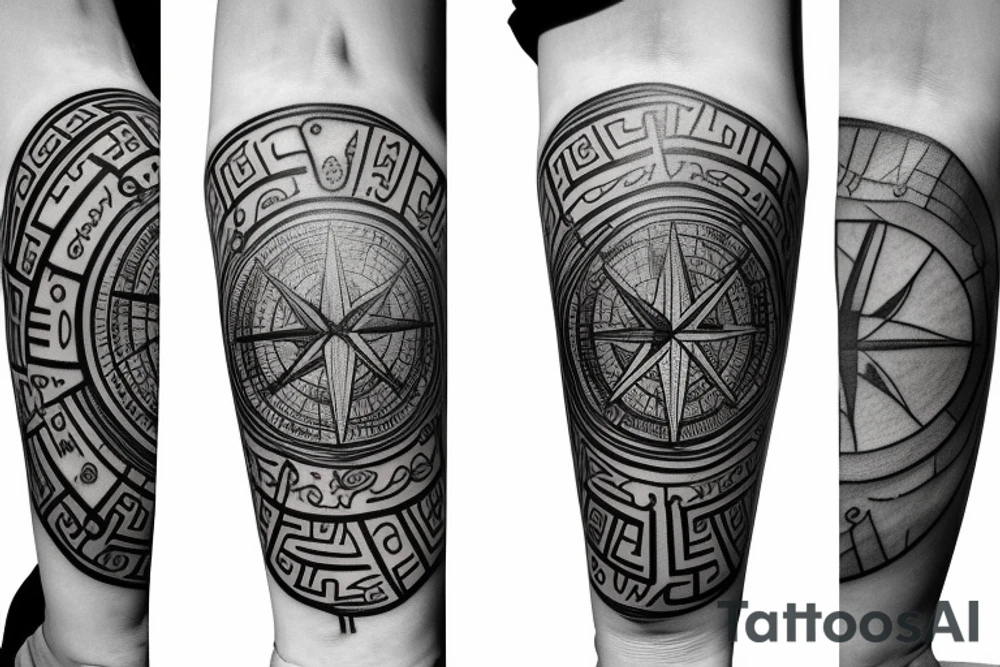compass, time, clock ancient greek god, sailing, chakras tattoo idea