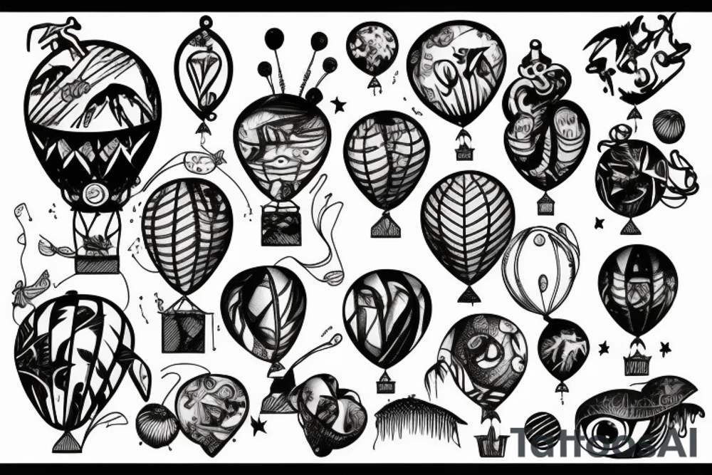 alien landing in the amazon rainforest used balloons tattoo idea