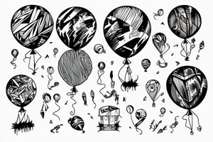 alien landing in the amazon rainforest used balloons tattoo idea