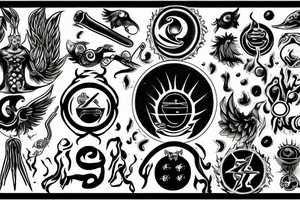 Salty mercury and sulfur alchemy symbols tattoo idea
