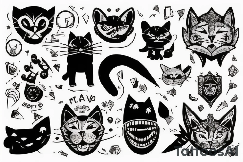 corvo em cima de um cranio de gato tattoo idea