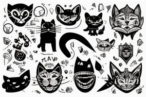 corvo em cima de um cranio de gato tattoo idea