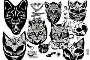 corvo em cima de um cranio de gato tattoo idea