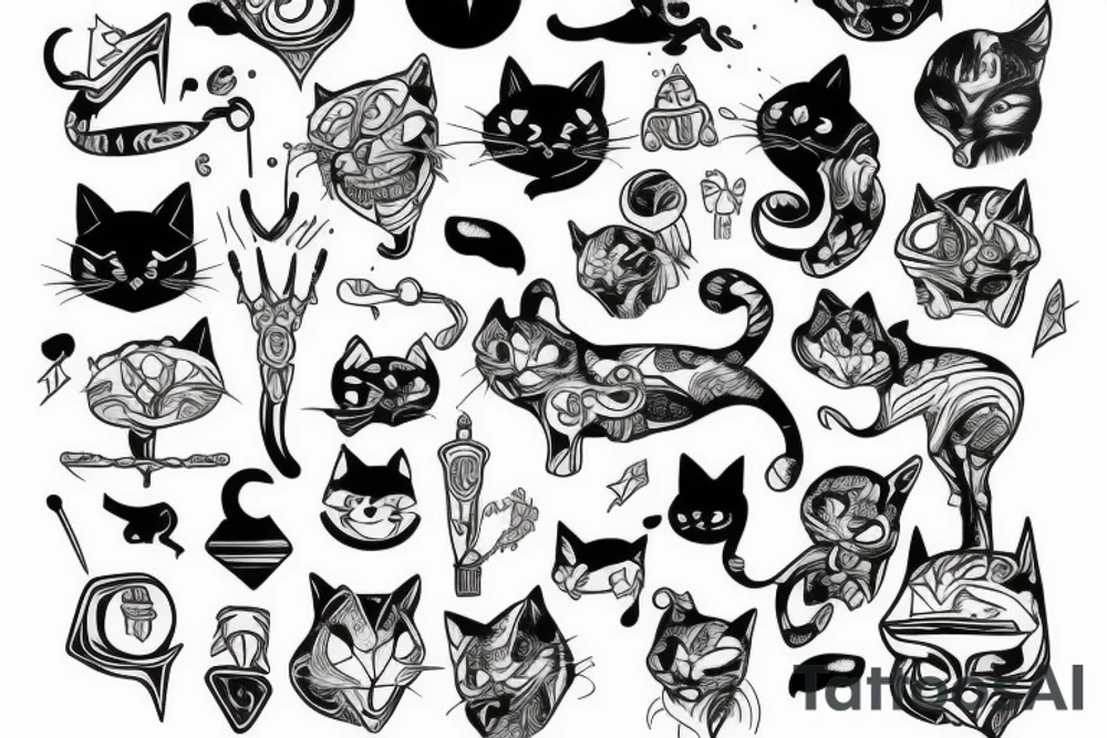 corvo em cima de um cranio de gato tattoo idea
