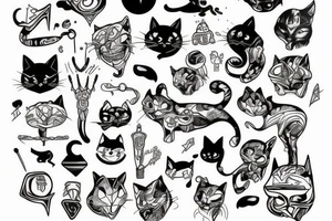 corvo em cima de um cranio de gato tattoo idea