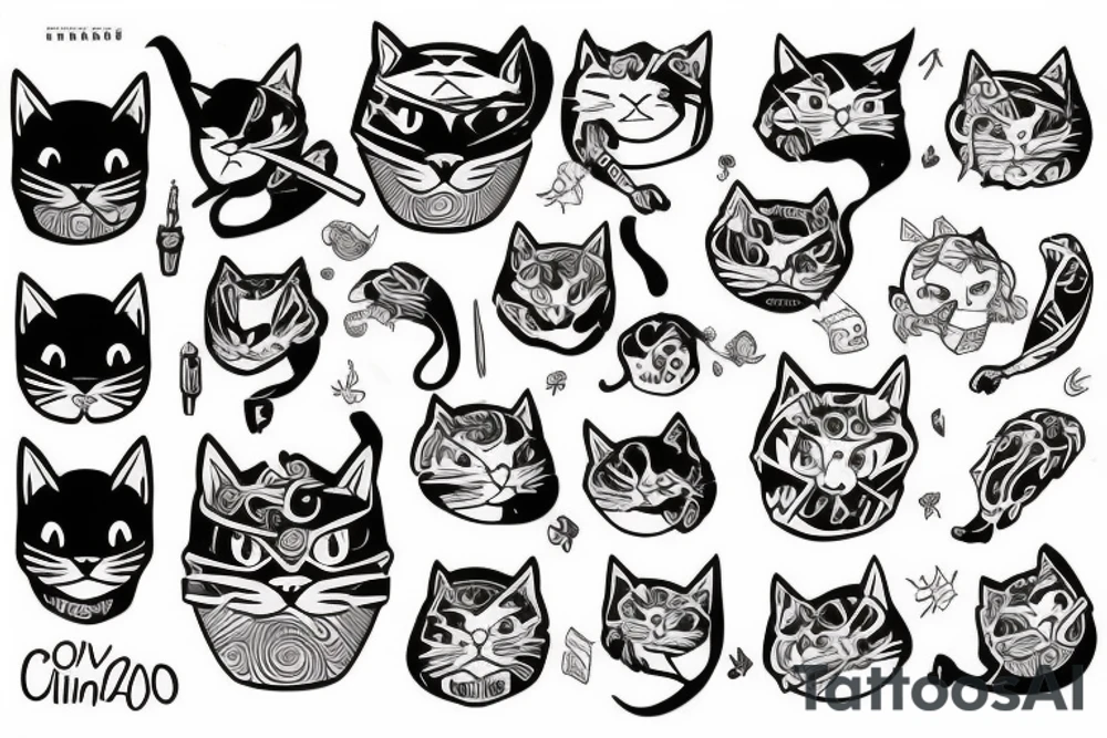 corvo em cima de um cranio de gato tattoo idea