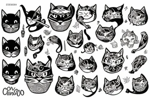 corvo em cima de um cranio de gato tattoo idea