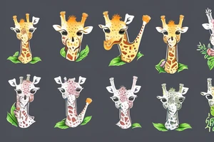 A group of sick and vomiting giraffes in a park tattoo idea