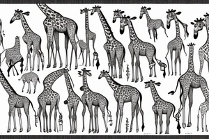 A group of sick and vomiting giraffes in a park tattoo idea