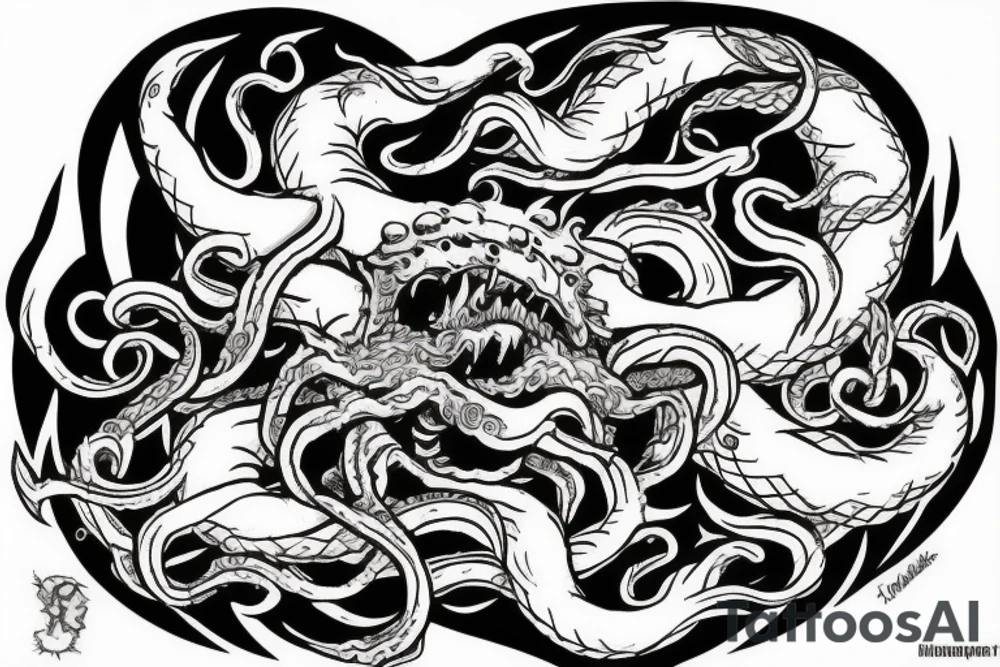 Kraken crushing a ship with a warrior on top on forearm tattoo idea