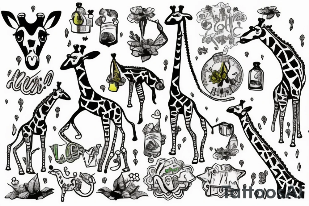 giraffe vomiting tattoo idea