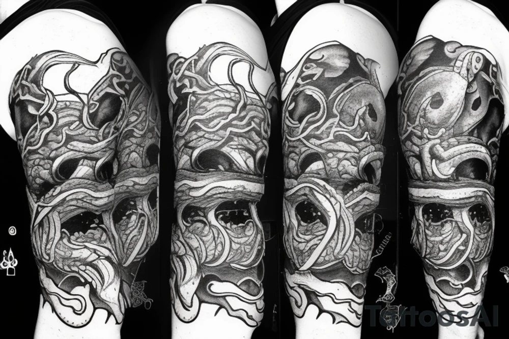 Kraken crushing a ship on forearm tattoo idea