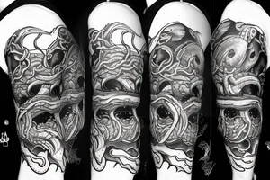 Kraken crushing a ship on forearm tattoo idea