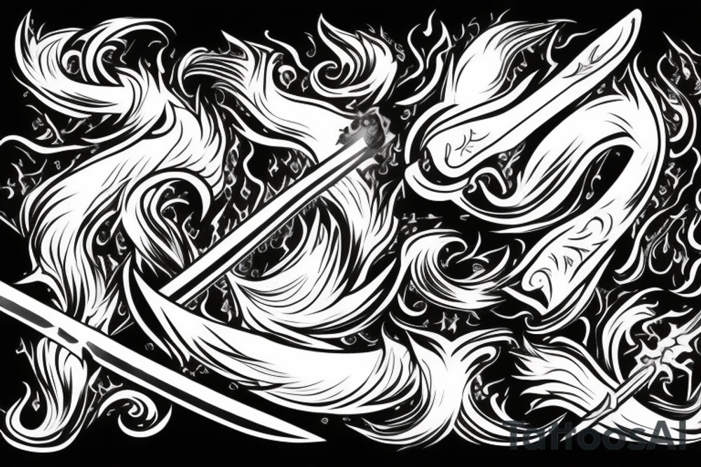 Sword with black flames tattoo idea