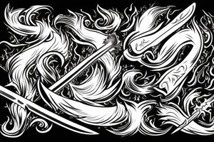 Sword with black flames tattoo idea