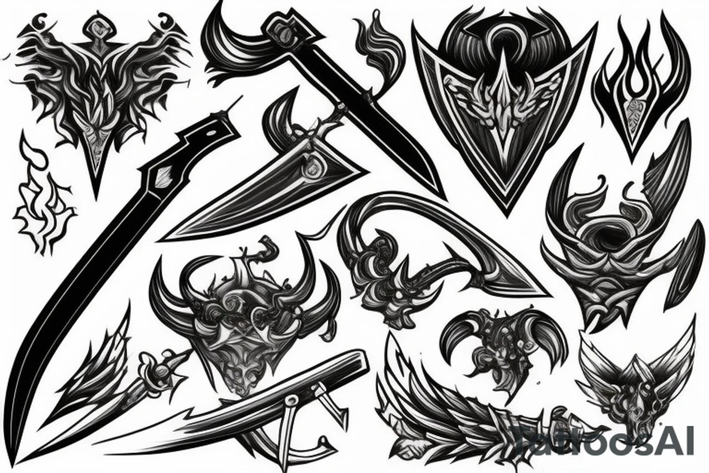 Sword with black flames tattoo idea