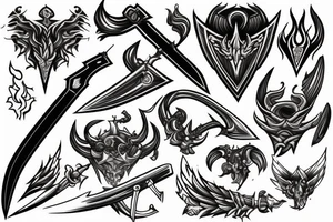 Sword with black flames tattoo idea