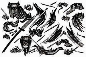 Katana with black flames tattoo idea