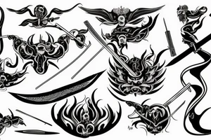 Katana with black flames tattoo idea