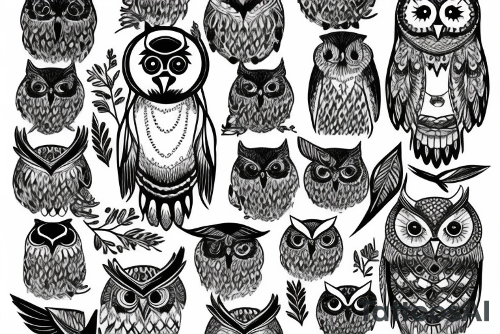 owl with light tattoo idea