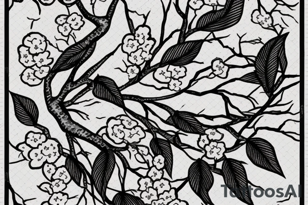 Japanese temple with cherry blossom tree right below tattoo idea