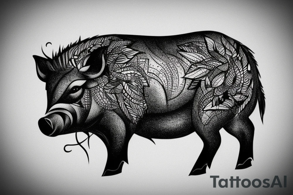 Boar with light tattoo idea