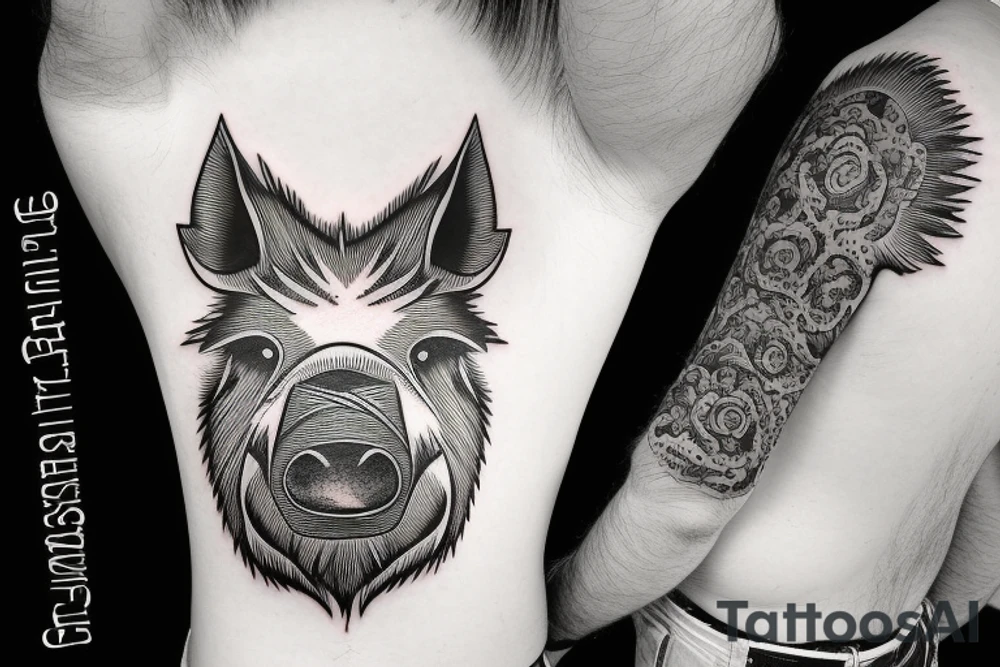 Boar with headlight tattoo idea
