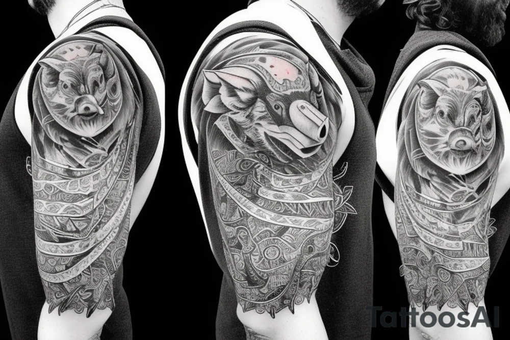 Boar with headlight tattoo idea